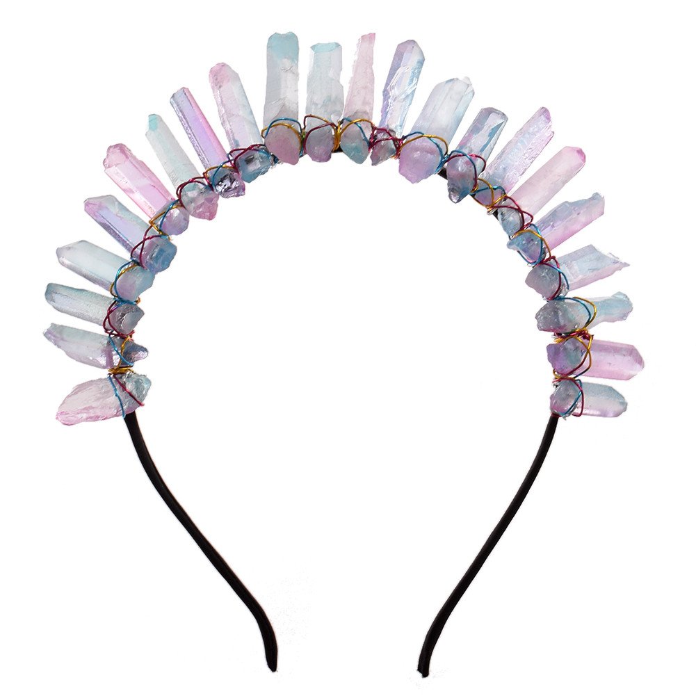 GRACEART Crystal Quartz Tiara Mermaid Crown Headband (Full Crown-07)