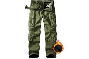 GSGGIG Men's Fleece Lined Hiking Pants, Winter Camo Cargo Pants Army Casual Work Ski Pants for Men with 8 Pockets