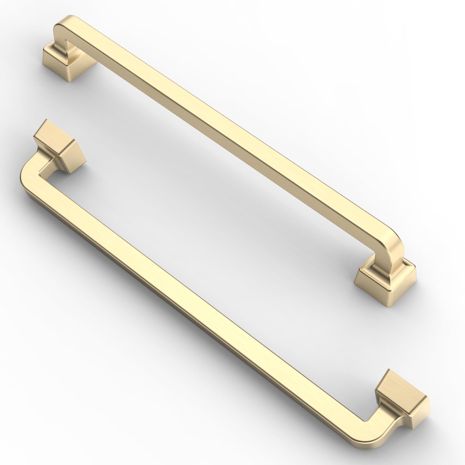 FURNIWARE Cabinet Handles,10 Pack Satin Brushed Brass Hardware Drawer Pulls,Zinc Alloy Kitchen Cabinet Door Handles Pull,192mm(7.6 Inch) Hole Center