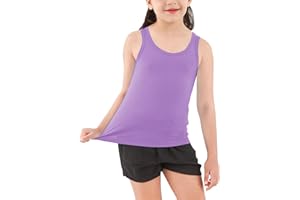 Dreammonkey Girls Tank Top - Soft Cotton Round Neck Sleeveless Stretch Undershirt for Kids 2T-14 Years