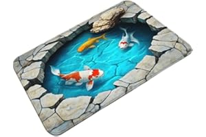 MYCENSE 3 D Optical Illusion Rug Koi Fish Pond Doormat Ornament, Front Door Mat with Realistic Water Effect, for Door Kitchen