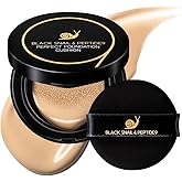Farmstay Black Snail & Peptide 9 Perfect Cushion Foundation | Full Coverage, Lightweight, Skin-Fit, Smooth Radiant Finish, Korean Cushion Foundation (#25 Sand Beige, 0.53 Fl Oz)