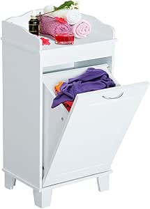 HOMCOM Armario de Baño Estante + Cesta para Ropa Sucia Cajón Abatible