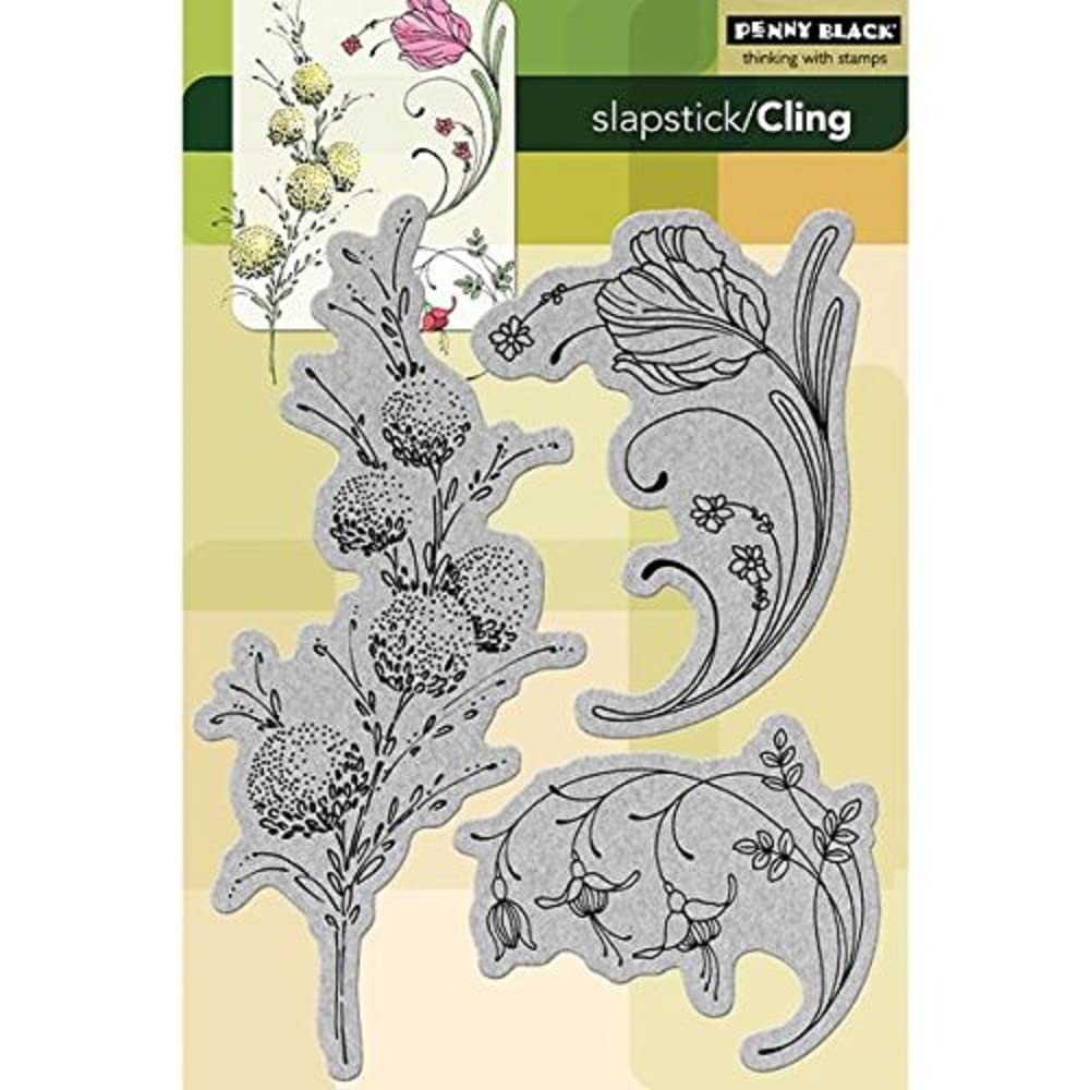 Penny Black Cling Rubber Stamp 5-inch x 7.5-inch Sheet-Delicate Florals