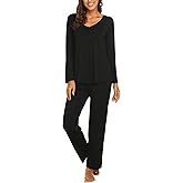 Ekouaer Womens Pajama Sets 2 Piece Lounge Set Fall Winter Pajamas Long Sleeve Pjs Top and Pants Soft Pj Sets Loose Sleepwear