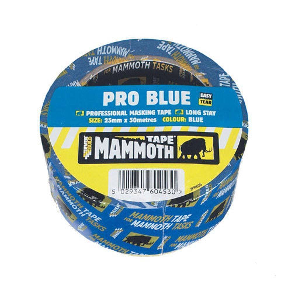 Everbuild Mammoth Pro Blue Masking Tape – Easy Tear – High Heat Resistance – UV Resistant – Blue –25mm x 33m Roll