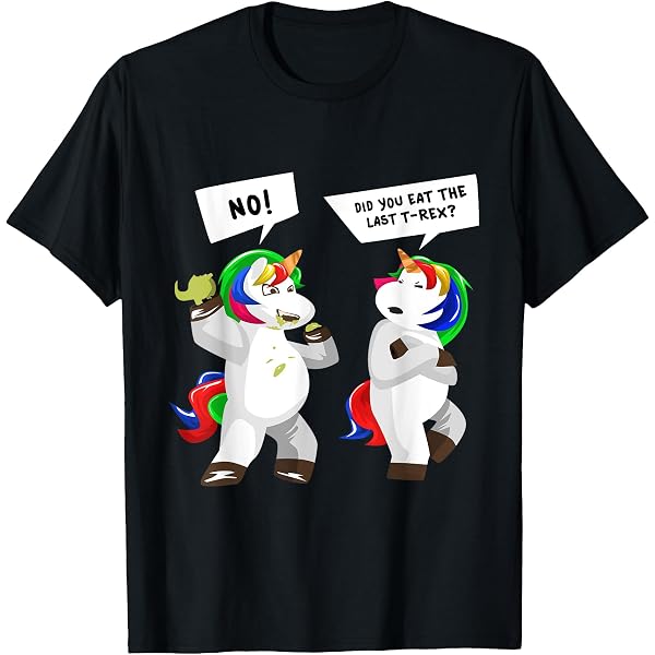 thumbnail image 2 of Men's Fun Dino Eats Unicorn T-Shirt – White Cotton, Crew Neck, MoonWorks 2 of 4