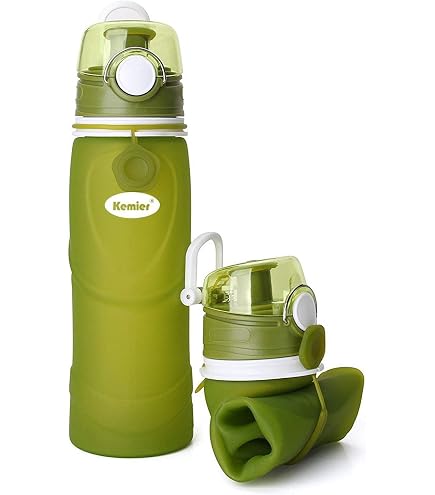Dontinhu Collapsible Water Bottles 2 Pack, 16oz (500ml) Silicone Foldable Bottles For Travel & Gym