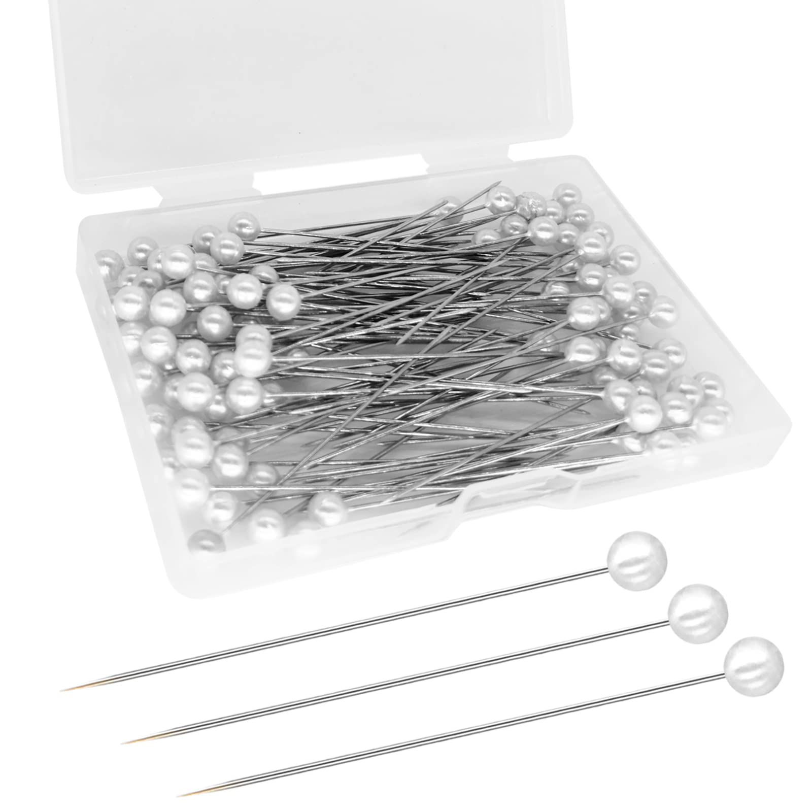 Photo 1 of Corsage Boutonniere Pins, Teardrop Pearl Ball Head Pins, Long 2.5inch Sewing Pins for Fabric, White Straight Bouquet Pins for Wedding, Jewelry DIY Decoration, Quilting and Craft (100pcs pins-Long)