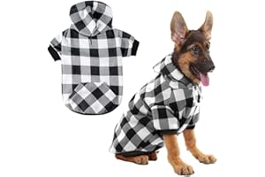 KOOLTAIL Plaid Dog Hoodie Pet Clothes Sweater with Hat and Pocket for Small Medium Large Size Dogs, Soft Winter Warm Dog Cold Weather Coat, Fleece Fall Dog Hooded Sweatshirt for Puppy Cats, White XL
