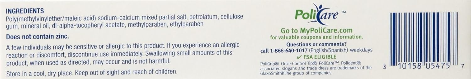 Super Poligrip Extra Care Denture Adhesive Cream with Poliseal - 2.2 oz - 2 pk: Health & Personal Care