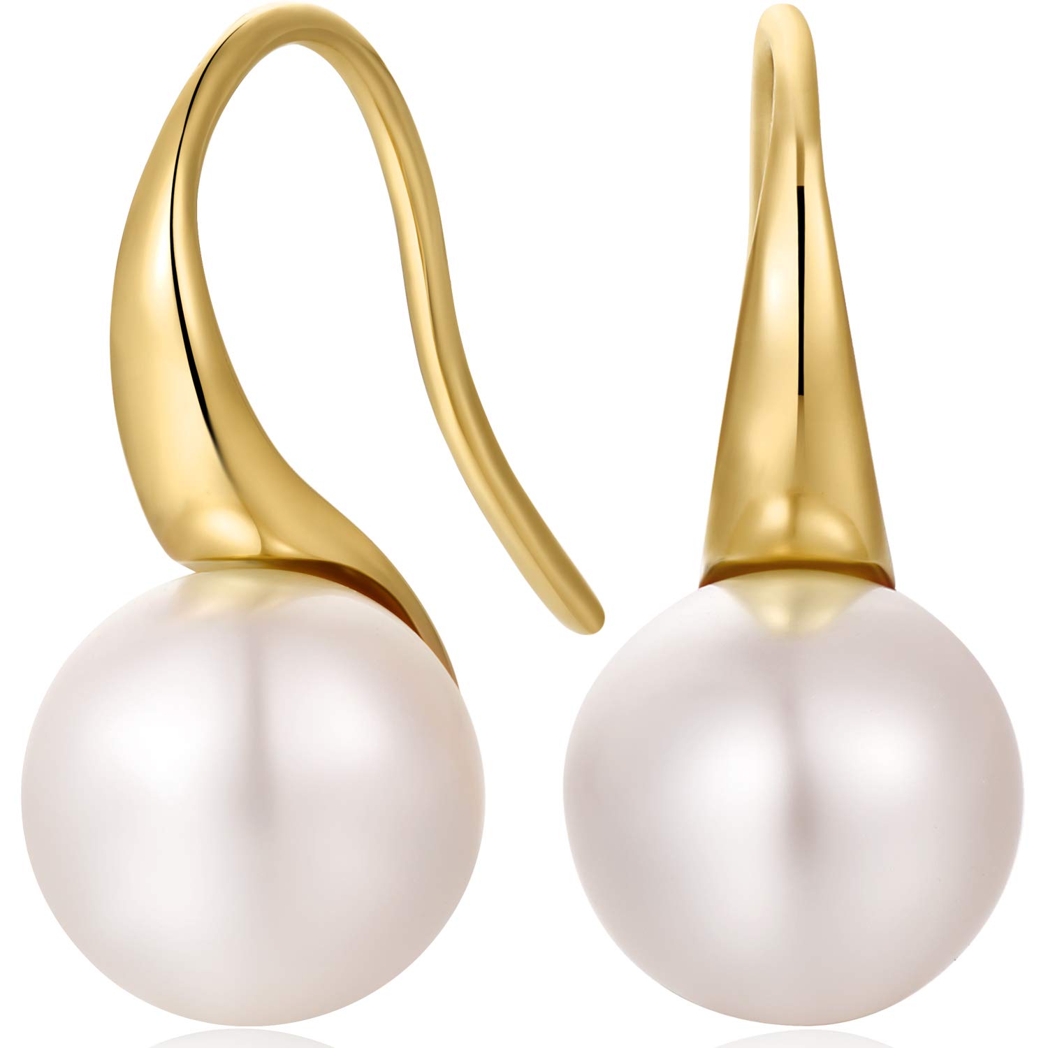 Pearl Earrings Gold Pearl Dangle Earrings Silver Pearl Drop Earrings for Women Sterling Silver Gold Pearl Earrings Dangle Silver Pearl Leverback Earrings Dangling Pearl Earrings for Women