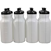 Pinnacle Mercantile Sports Squeeze Plastic Water Bottles Push/pull Cap 20 Ounce Bpa-free Set 8 (Black Cap)