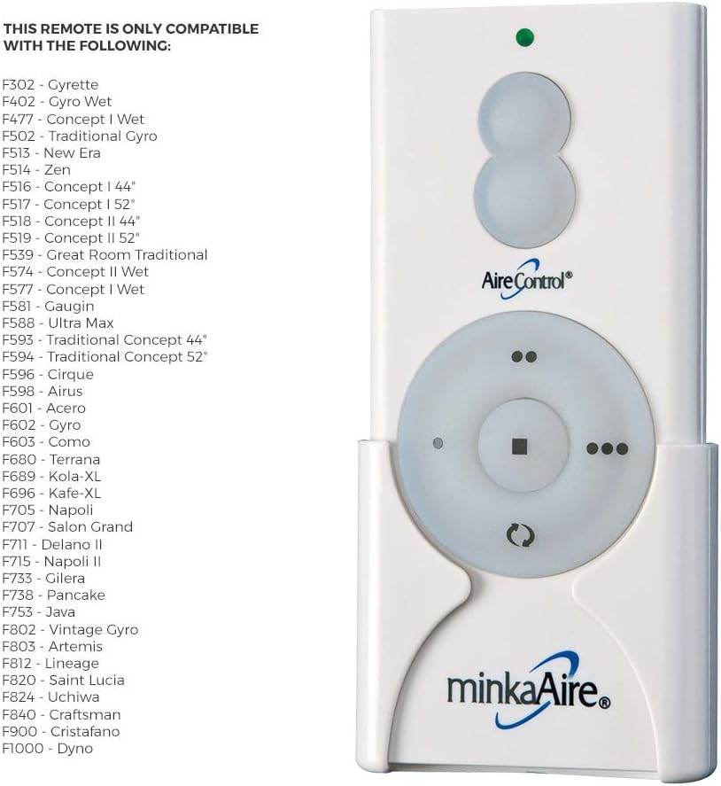 Minka Aire Ceiling Fan Remote RCS212, Hand Held 3-Speed Forward/Reverse, Up/Down Light Dimmer - Ceiling Fan Wall Controls - 
