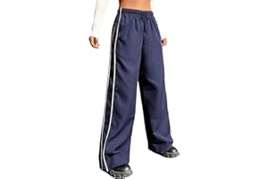 EXARUS Girls Parachute Pants Cargo Baggy Hip Hop Drawstring with Pockets Elastic Y2K for Kids 8-14Y
