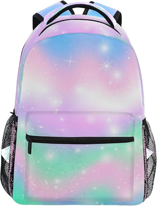 School Backpacks Pastel Rainbow Theme Student Backpack Big For Girls Kids