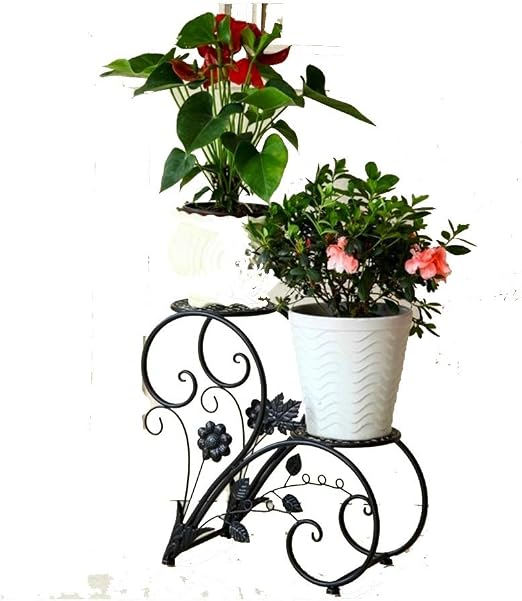 DaPeng Soporte de Flores, Doble Hierro Forjado Escalera Olla de ...