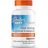 Doctors BEST Fast Acting Arginine Complex, Supports Cardiovascular Health, Non-GMO, Gluten Free, Soy Free, Vegan 60 Tablets
