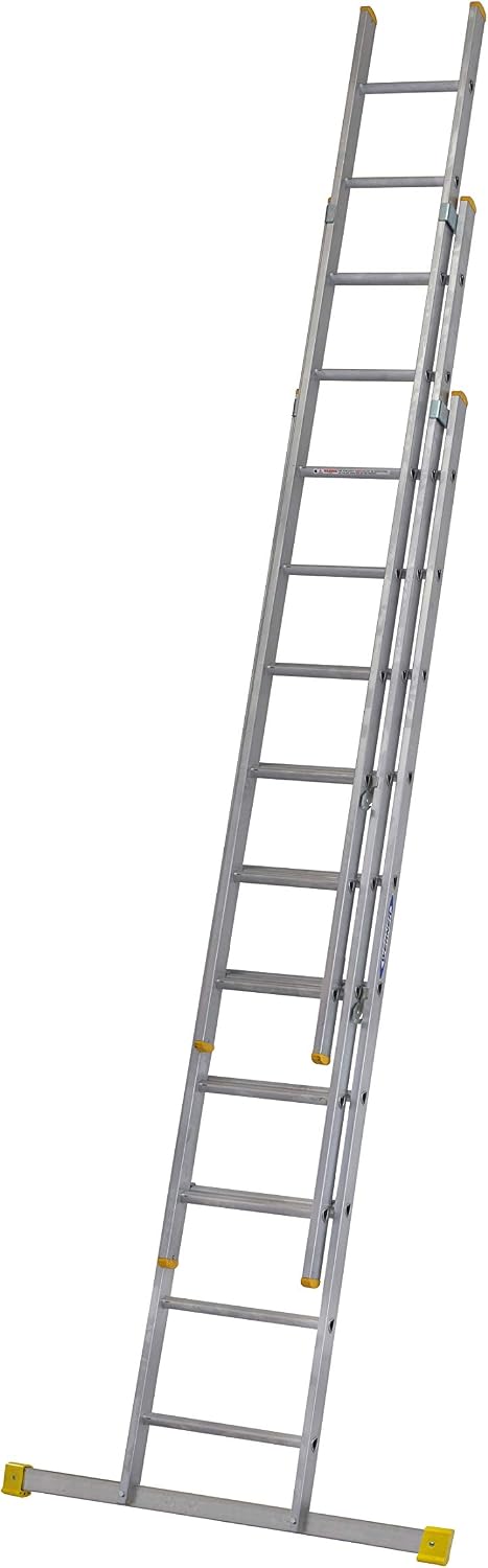 Werner 7232918 D Rung Extension Ladder 2.98m Triple Section, Silver, One Size