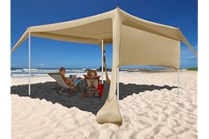 easierhike Beach Sunshade with Side Wall Shade Windproof Design,Sun Shelter UPF50+ Portable Family Canopy Tent Anchors 10x10 FT 4 Poles Pop Up Outdoor Shelter for Beach,Backyard and Picnics
