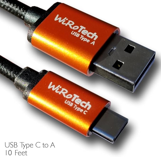 USB C Cable, WiRoTech Orange & Black USBC to USBA Fast