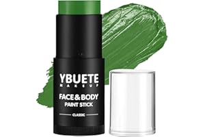 YBUETE Green Oil Based Face Body Paint Stick, Non-toxic Full coverage Face Painting for Halloween Cosplay Makeup Hulk Witch Monster Joker, Waterproof Cream Green Body Paint for Adults Costumes Party