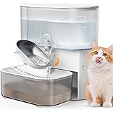 Wireless Cat Water Fountain No Filters, Wastewater Separation, FEELNEEDY Stainless Steel Bowl, 3.5L Pet Water Fountain for Cats & Dogs Dispenser, White