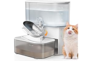 Cat Water Fountain – Wastewater Separation,Filter-Free,Stainless Steel Bowl,FEELNEEDY Wireless Water Fountain Indoor Cat,Font