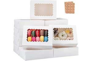 KGVZPT 50pcs 8x6x2.5 Inch Cookie Boxes with Window White Bakery Boxes Pastry Boxes,Treat Boxes Strawberry Boxes for Chocolate Covered Strawberries,Muffins