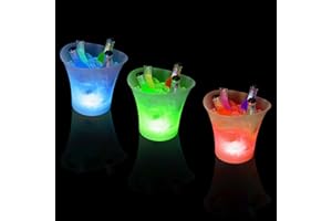 SMETA Ice Bucket,5L Large Capacity Lighted Champagne LED Ice Buckets Colorful Beer Wine Container Clear Multi Colors Changing
