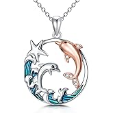 YYmqmq Ocean Necklace 925 Sterling Silver Wave Sea Animal Beach Themed Jewelry Gifts for Women Girls