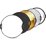 NEEWER 22"/56cm Light Reflector with Handle Grip with 3/8" Thread, 5 in 1 Collapsible Disc Light Diffuser Translucent/Silver/