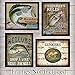 Fishing Posters Wall Art Prints - Set of Four (8X10) Vintage Unframed Reproduction Photos - Great For Fishermen, Home Decor or Gifts - Heddon, Lunkers