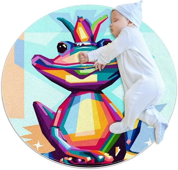 Rana De Color Geométrico Alfombra Redonda Alfombra Suave para