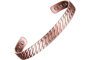 Fashtour Copper Bracelet for Men 99.99% Pure Copper Length 6.89 inches 6pcs 3500 Gauss Powerful Magnets Oval Print Adjustable Jewelry