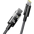 Baseus USB C Cable, 100W 5A Fast Charging USB C Charger Cable with LED Display, Zinc Alloy Nylon Braided USB C to USB C Cable for iPhone 16/Pro/Plus/Pro Max, MacBook, iPad Pro, Galaxy S24/S23 (3.3ft)