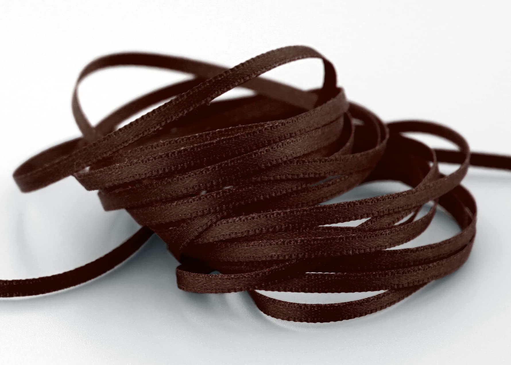 finemark 50 m x 3 mm Satin Ribbon Dark Brown (523) Double-Sided Satin Ribbon without Wire Soft and Shiny Gift Ribbon Decorative Ribbon Double Face Decorative Ribbon Decorating Cord Crafts