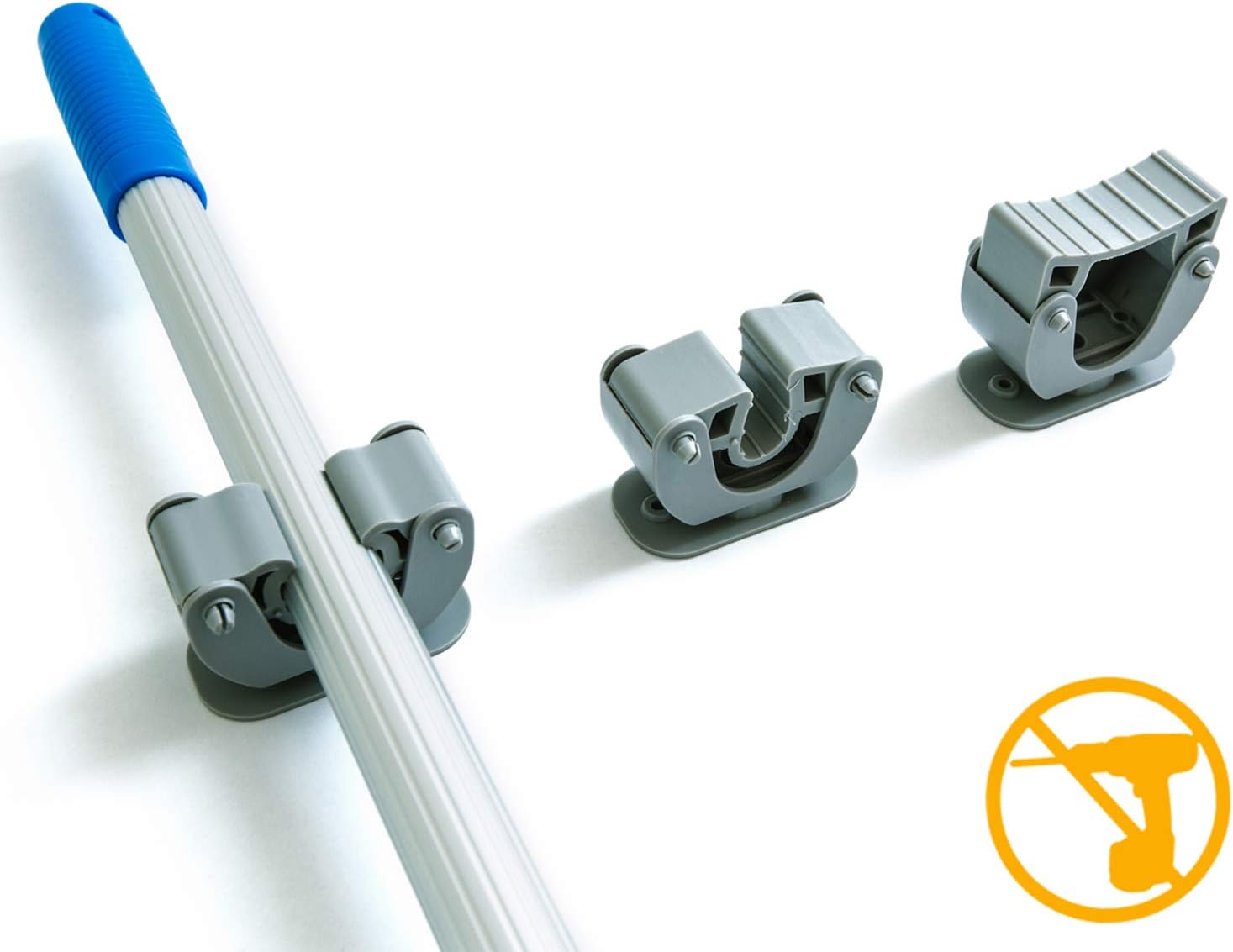 PRAITY Wall Mounted Mop & Broom Holder Gripper 3 Pack | Durable Rubber, Ergo Size, Strong Grip, Easy Installation | for Cleaning Tools, Dusters & More | Organize The Garage, Declutter Your Home
