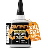 3D Printing Super Glue Gel 1.75 oz - PLA ABS PETG TPU Instant Adhesive | non drip, gap filling, no run adhesive, CA glue, vertical bonds, clear, waterproof, heat resistant, anti-clog cap, PLA, ABS