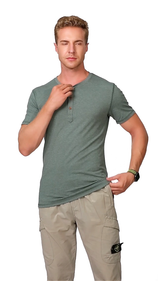 3 PEGENO+Casual+Sleeve+T+Shirts+Vg+Green