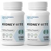 Puregen Labs Kidney-Vite | Premier Kidney, Renal Support | Non-GMO, Gluten-Free, No Artificial Color Additives | 2 Pack – Total 200 Tablets