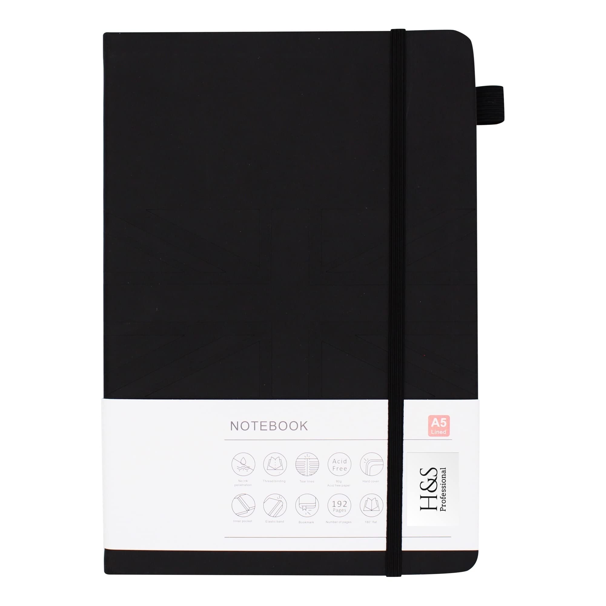 H&S Professional 2026 Dotted Lined Journal Notebook, (Black), 192 Pages, Size: A5: 5.7 inches x 8 inches - Premium Paper, Hardcover