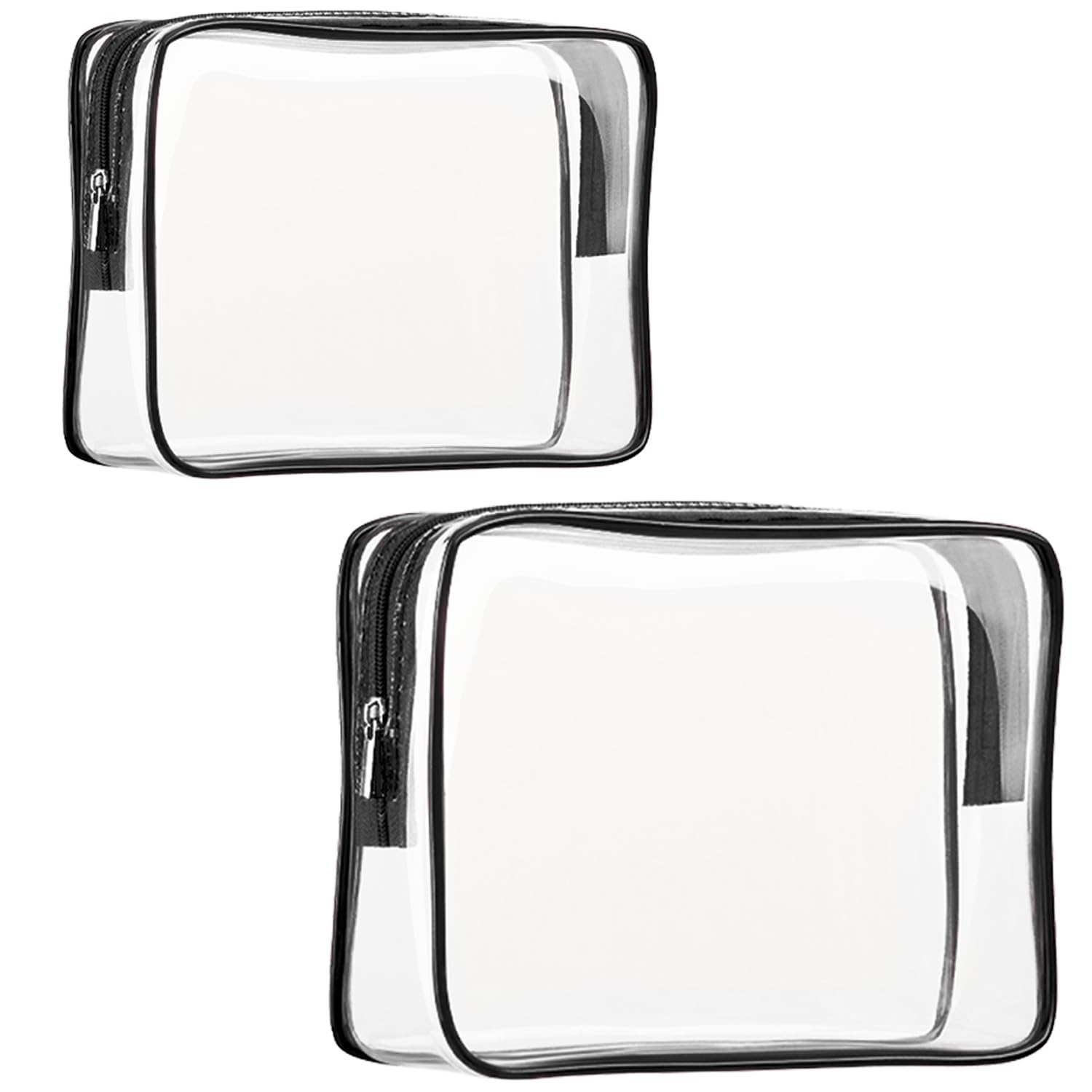 Photo 1 of 2Pcs Crystal Clear PVC Travel Toiletry Bag Kit for Women Men, Waterproof Vinyl Packing Organizer Storage Bags with Zipper Handle Straps, Cosmetic Pouch Carry on Airport Airline Compliant Bag Handbag