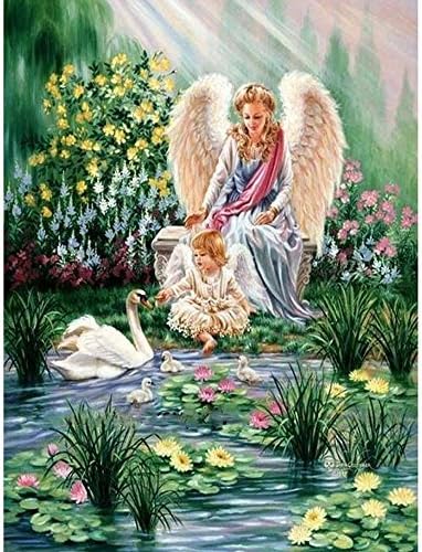 HKKY 5D DIY Diamond Painting Mother and daughter play full Round Paste drill Round diamonds embroidery Fashion home decor (45x60cm)