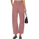 Lepunuo Womens Barrel Cargo Pants Casual Baggy Stretchy Elastic Waisted Wide Leg Jeans Y2k Streetwear with 6 Pockets