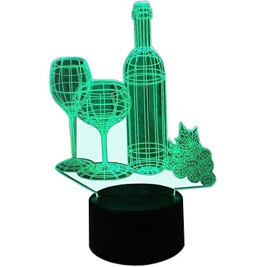 3D Rotwein Weingläser Lampe USB Power 7 Farben Amazing Optical Illusion 3D wachsen LED Lampe Formen Kinder Schlafzimmer Nacht
