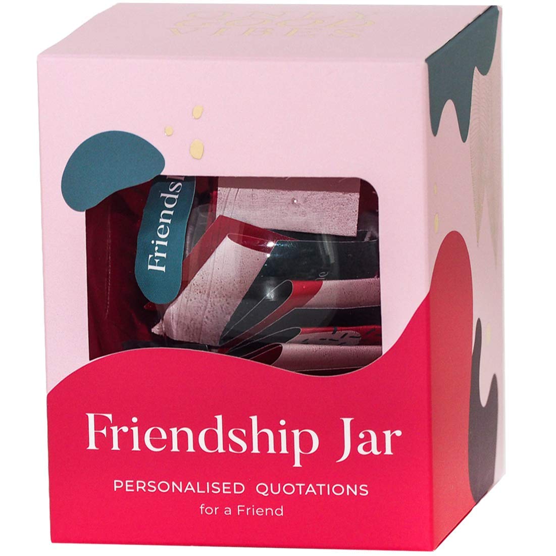 Gülife Only Good Vibes Love and Friendship Gift Jar with 31 Quotations for Friend, Sister and Others for Birthday Christmas Valentin’s Day Graduation - All Quotes are Positive and Motivating — image 1