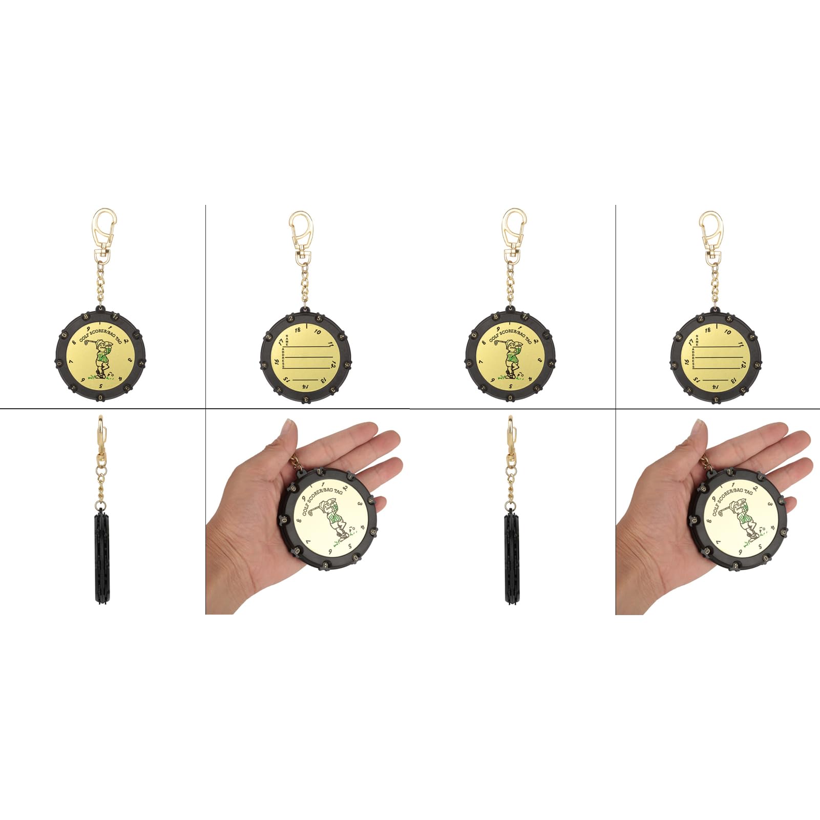 Drfeify Score Counter, Mini Stroke Counter Handheld Score Keeper Round Scoring Tag with Clip Keychain for Accessories