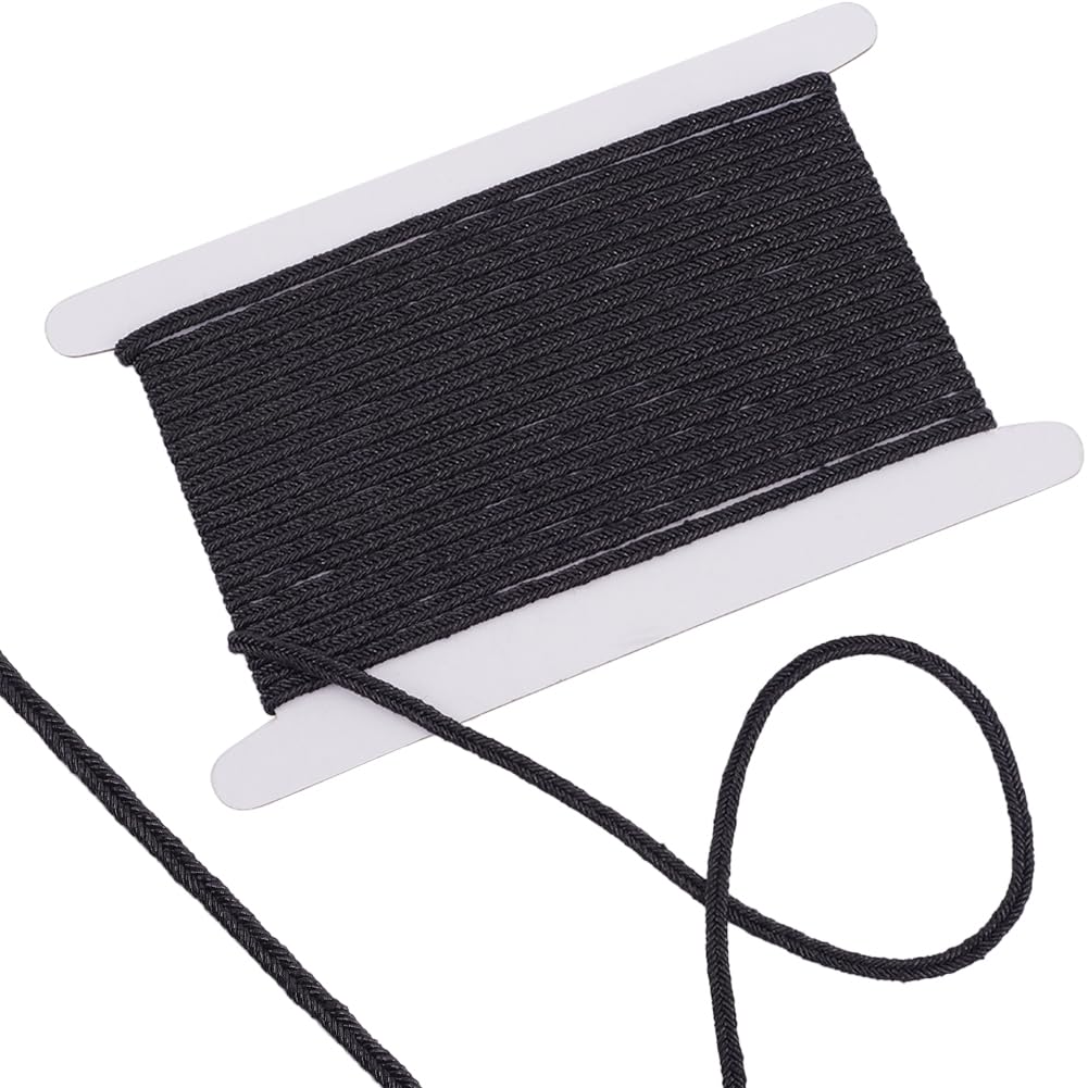 GORGECRAFT 10Yds Braided Metallic Cord 5mm Black Dreadlock Rope Hair Wrap String Centipede Hiphop Hair Tie Decorative Braiding Band for Jewelry Making Bracelets Costume DIY Sewing Craft Home Decor