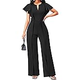 SxClub Elegant Jumpsuits for Women Dressy Formal Casual Long Straight Pants Business Jumpsuit